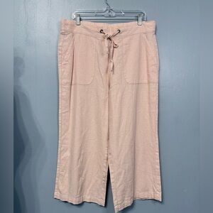 #9)  Pink Wide-Leg Drawstring crop Pants